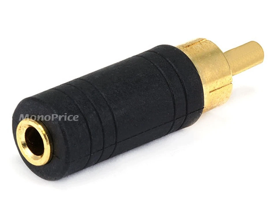 Monoprice RCA Plug to 3.5mm TRS Stereo Jack Adapter, Chapado en Oro Foto 2 de 2