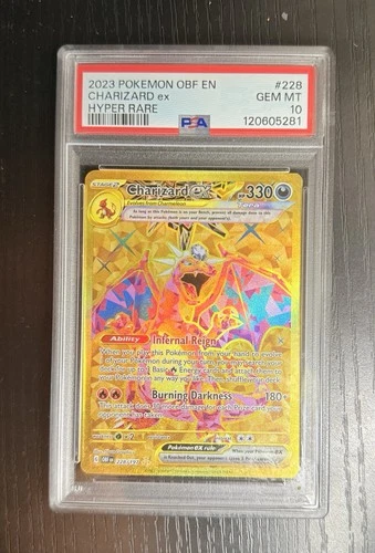 PSA 10 Charizard ex #228/197 Gold Hyper Rare 2023 Pokemon Obsidian Flames GEM