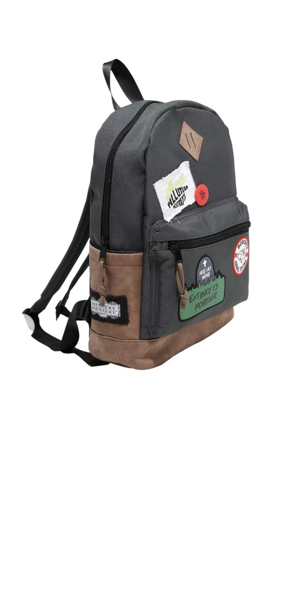 Beetlejuice Astrid Schmid Backpack By BioWorld With Patches. Black