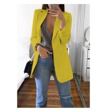 Womens Long Sleeve Solid Blazer Jacket Suit Ladies Work Casual Slim Coat Tops