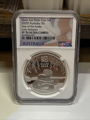 2025 Australia PROOF Silver Lunar Year of the SNAKE NGC PF70 1oz $1 Coin FR