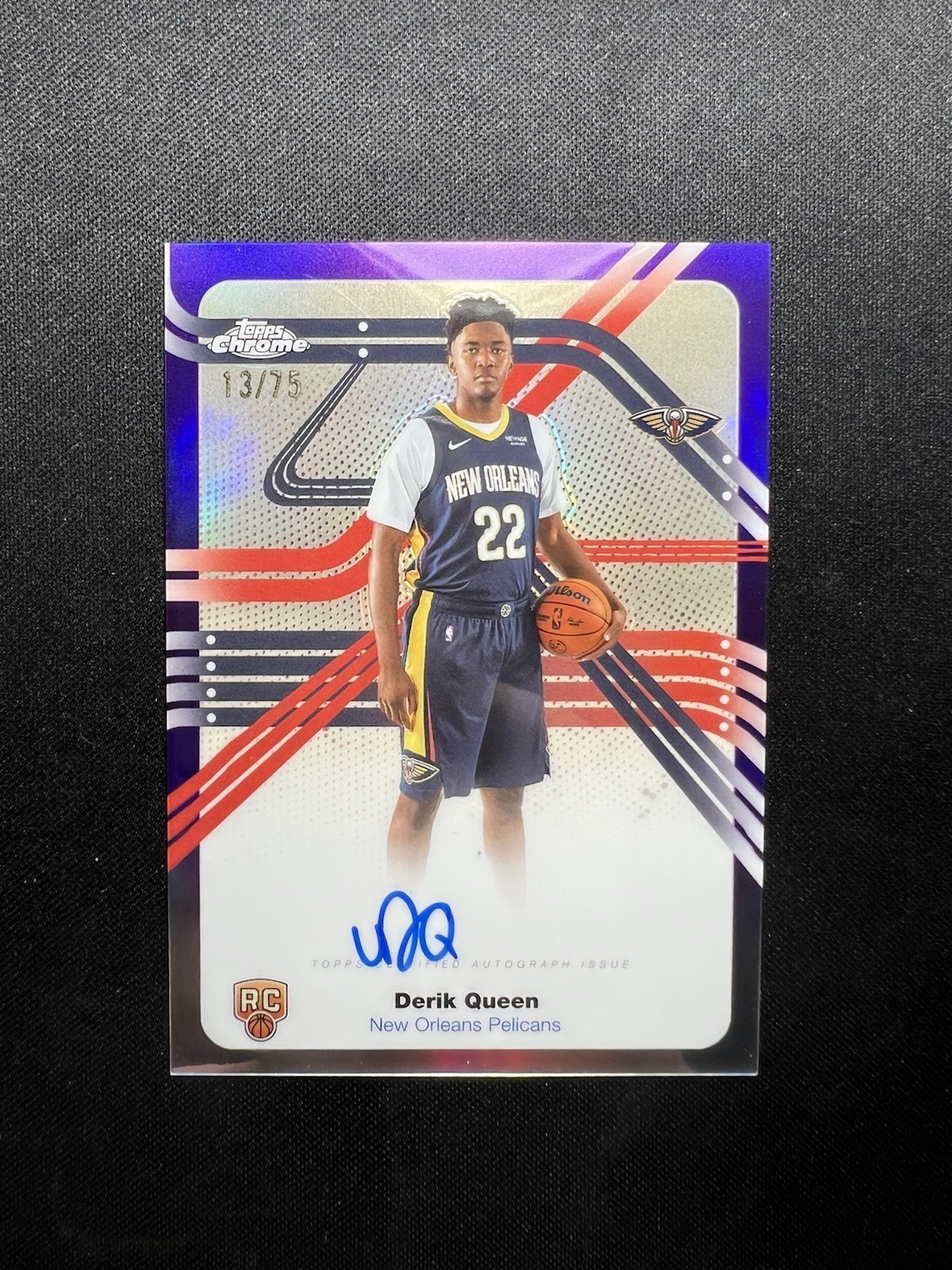 2025-26 Topps Chrome Derik Queen Next Stop RC Purple Refractor Auto #13/75