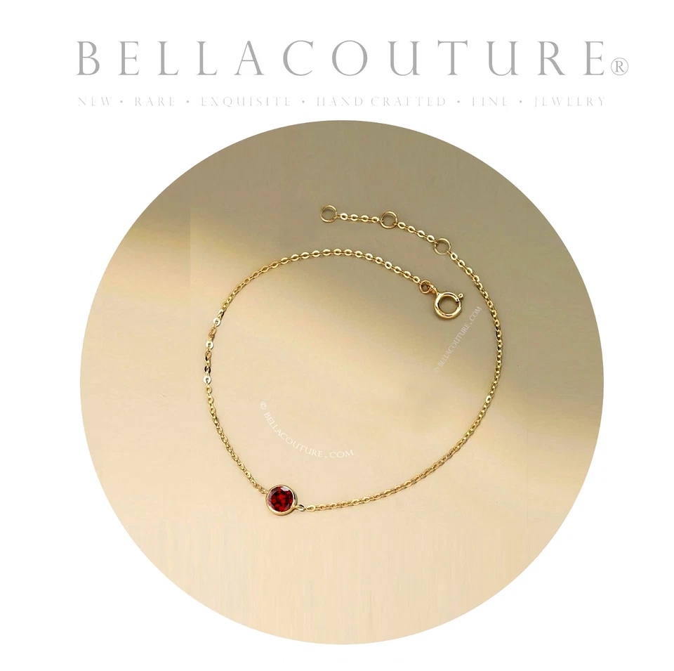 NUEVO BRAZALETE COLGANTE ORO AMARILLO 18K AAA+ 1CT GRANATE NATURAL TENIS ENCANTO 14K Foto 2 de 4