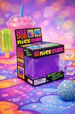 NEE DOH Nice Cube, Super Solid Squish, PURPLE, Brand New