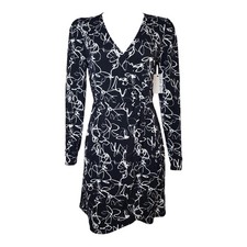 Nine West Dress NWT Womens S Small Black White Scribble Business Career Stretch