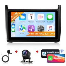4+128GB CarPlay Android 15 Autoradio GPS Navi Kam BT Für VW Polo 6R 6C 2008-2020