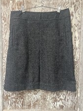 Vintage Ann Taylor Loft Wool Herringbone Skirt Size 8 Black White Academia