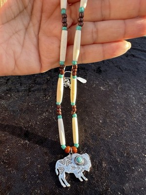 Buffalo Bone Hairpipe Buffalo Energy Necklace Handmade
