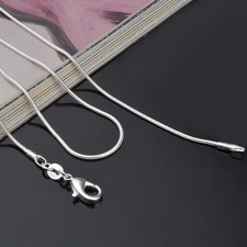 925 Sterling Silver Round Snake Chain Necklace 16"- 38 inch 1.2/1.6mm/2mm Wide