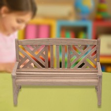 Portable Wooden 1/12 Chair Unpainted Garden Bench Child Toy Accessories
