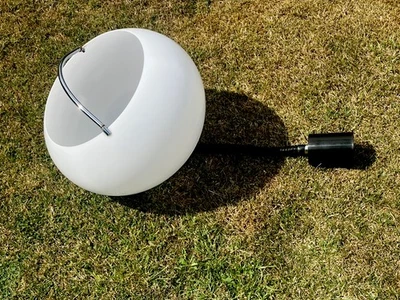 Harvey Guzzini space age 1973 rolly rise & fall pendant light white - Image 1 of 4