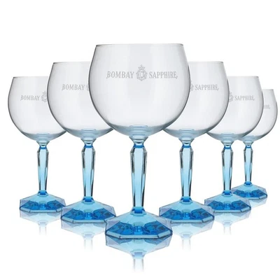 6x Bombay Sapphire 0,68l Ballongläser Copa - blauer Stiel Gin Tonic Cocktail Set