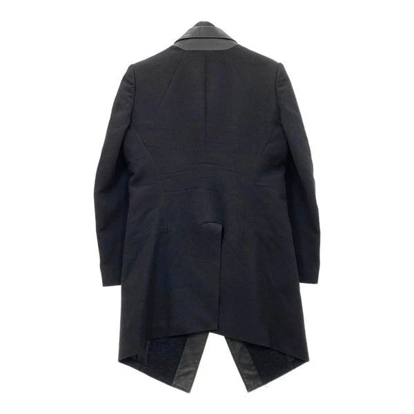 MA JULIUS 14AW 羊毛皮革长外套男式 1 码黑色二手 — 第 2/4 张图片