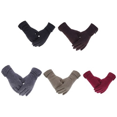 Simple Warm Fleece Gloves Touchscreen Soft for Girl Ladies Winter Outdoor Using