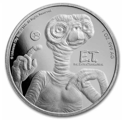 2022 Niue 1 oz Silver $2 E.T. 40th Anniversary Coin BU in capsule