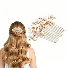 Bridal Hair Comb, Pearl Flower Style Hair Comb, Wedding Hairs Accessories,Vin...