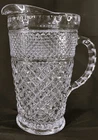 Vintage Anchor Hocking Wexford Pitcher ~ Clear Diamond Cut Retro Glassware 9"