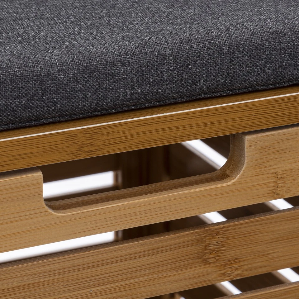 Wäschekorb mit Sitz Wäschesäcke Wäschebox Wäschesammler Wäschebehälter Bambus - Bild 4 von 4