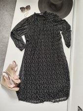 Papaya Women Midaxi Dress Size 20 Black White Long Mesh Sleeve Casual Summer