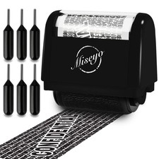 Miseyo Identity Theft Protection Roller Stamp Set - Black 6 Refill Ink Incle...