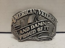SISKIYOU AMERICAN VETERAN AND DAMN PROUD OF IT W-40 BELT BUCKLE 1987