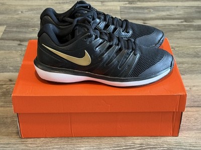 Nike Air Zoom Prestige HC Tennis Shoes Black/Gold-White Men's Size 9 AA8020-012)