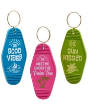 Kurt Adler Set Of 3 Holiday Motel Key With Sayings Ornaments Blue Os