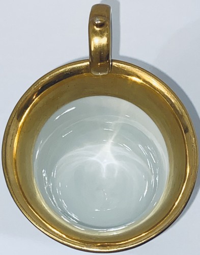 KPM TAZZA DA TÈ IN PORCELLANA FÜRSTENSTEIN GERMANIA SCENA DIPINTA A MANO SONTUOSA FINITURA ORO - Foto 12 di 14