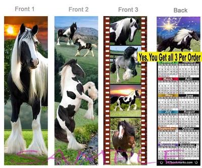3 set-HORSE 2020 CALENDAR BOOKMARK Gypsy Vanner Lover Pinto Pony