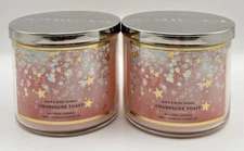 NEW Bath & Body Works 3 Wick Champagne Toast 14.5oz Each **SET OF 2 CANDLES**