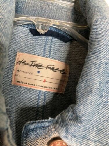 Free People Moody Blues Shirt Jacket - Denim Patchwork Crop Size 
