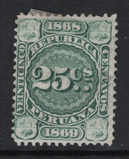 Peru 1868 Document Revenue 25c MH / Small HR / Full Gum - S28217