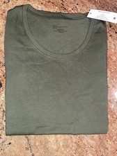Women Green Basic Short Sleeve Stretch Scoop Neck Small Top Solid Color T Shirt