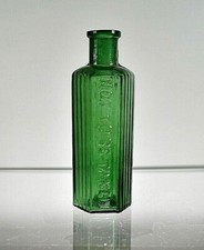 Beautiful Antique Poison Bottle "NOT TO BE TAKEN "  Green
