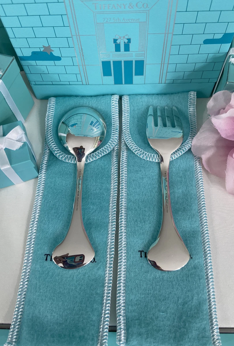 Elsa Peretti Open Heart Fork and Spoon Baby Set in Sterling Silver, Size: 4.25 in.