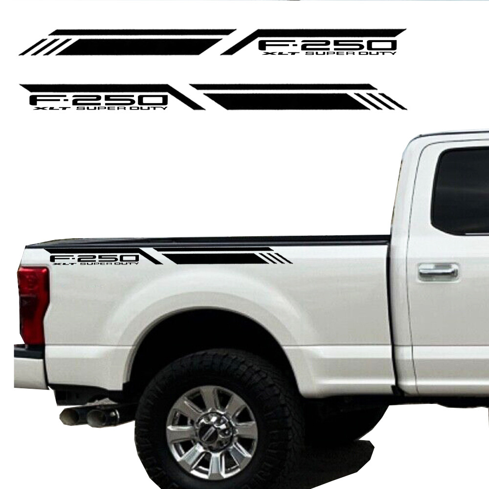 2PCS for Ford F-250 Super Duty XLT Pickup Rear Bed Side Stickers Vinyl Decals