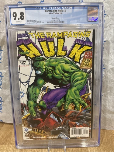 Rampaging Hulk #2 CGC 9.8 Graded Very Rare Joe Quesada Variant WP 1998