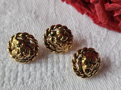 Trio De Boutons Vintage En Métal Rose Doré – Environ 2 Cm, Jolis Et Pleins De Charme, Occasion