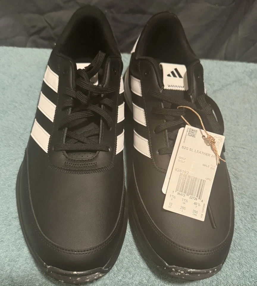 NUEVO Zapatos de golf Adidas S2G SL de cuero 24 para hombre IG8192 negros talla 12 Foto 4 de 4