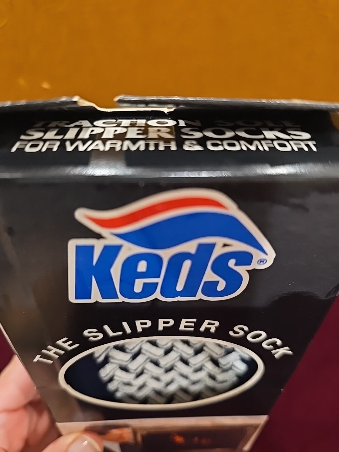 SAOLA Calze ciabatte vintage KEDS 1981 NOS uomo taglia unica nere trazione suola gomma NUOVE