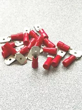 100 Pack 22-18 Gauge Male Quick Disconnect Red Vinyl Crimp Terminals .250"