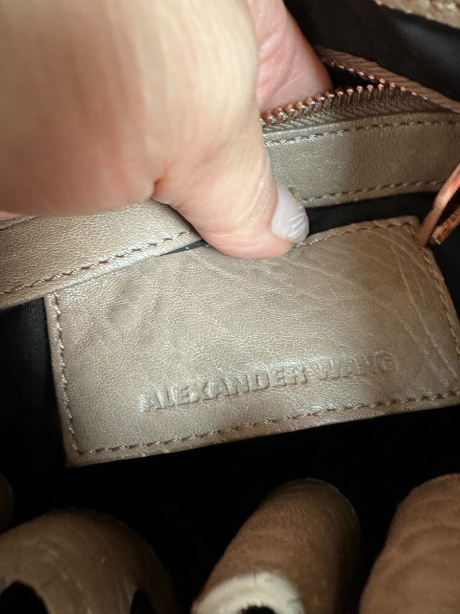 Alexander Wang Diego Bucket Bag Latte Leather Rose Gold Hardware w