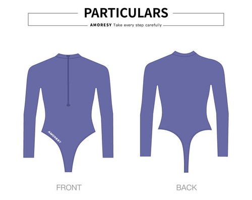 AMORESY Mujer Manga Larga Tanga Cremallera Traje de Baño T-back Leotardo Playa Body - Imagen 14 de 58