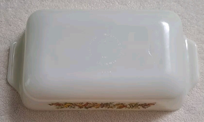 Vintage Fire King Anchor Hocking 1 qt Loaf Pan Fall Harvest Vegetable