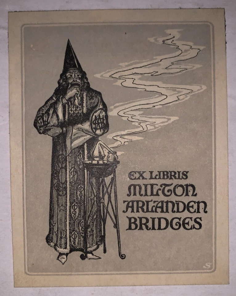 ORIGINAL MILTON ARLANDEN BRIDGES BOOKPLATE, EX-LIBRIS, COLLECTIBLE, MAGICIAN - Image 2 of 3