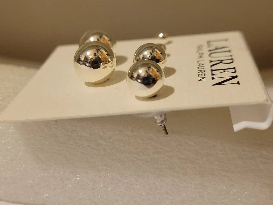 Pendientes trío bola metal (plata) de Ralp Lauren Foto 2 de 4