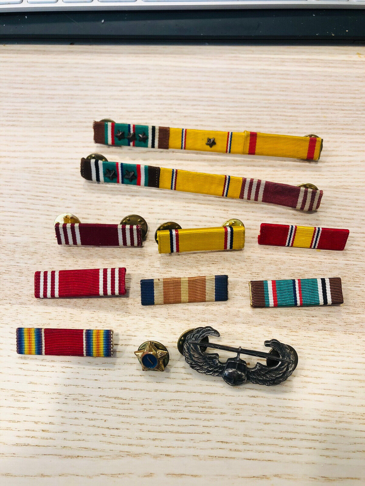Lot of Vintage Military Insignia Ribbon Bars Pins Army Service Stripes U.S.A.