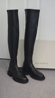 AllSaints Leona Over The Knee Womens Leather Boots All Saints