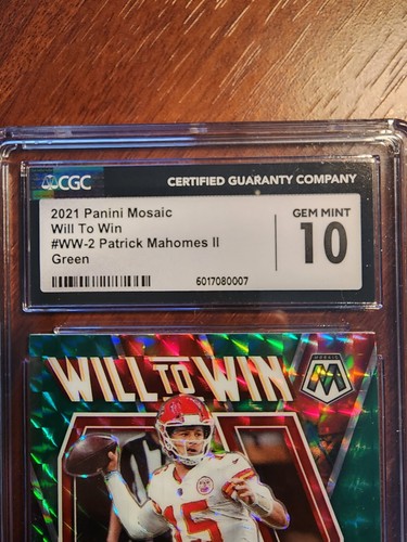 2021 Panini Mosaic - Patrick Mahomes II - Will To Win - Green - #WW-2 - CGC 10 - Picture 3 of 4