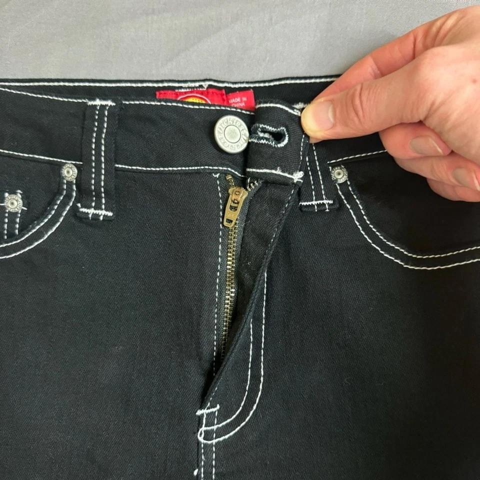 Dickies Pantalones Cortos Mujer 28 Mezcla Algodón Cintura Alta Elástico Denim Mini Negro Foto 3 de 4